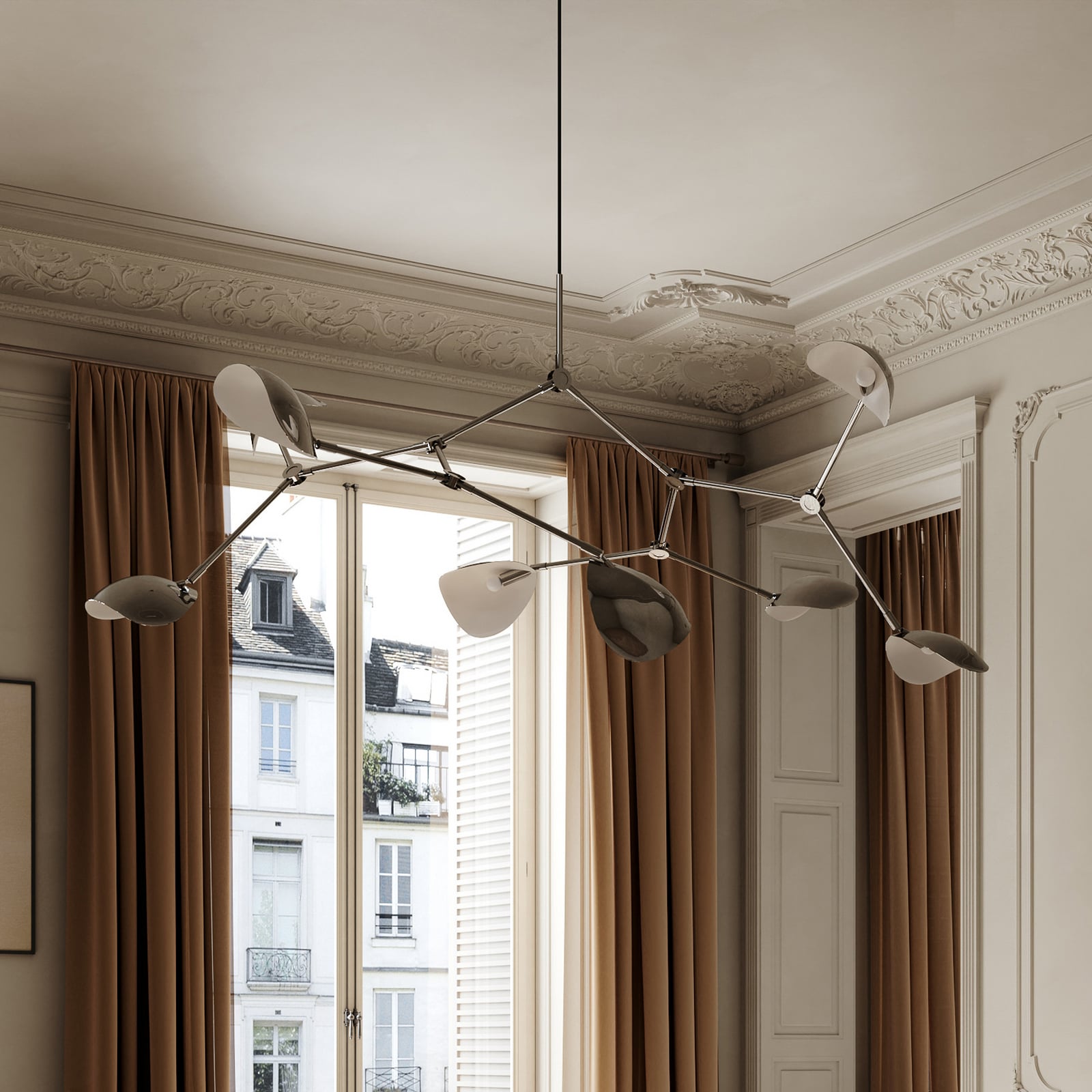 Stingray kroonluchter, chroom, 177 cm, 8-lamps - 101 Copenhagen