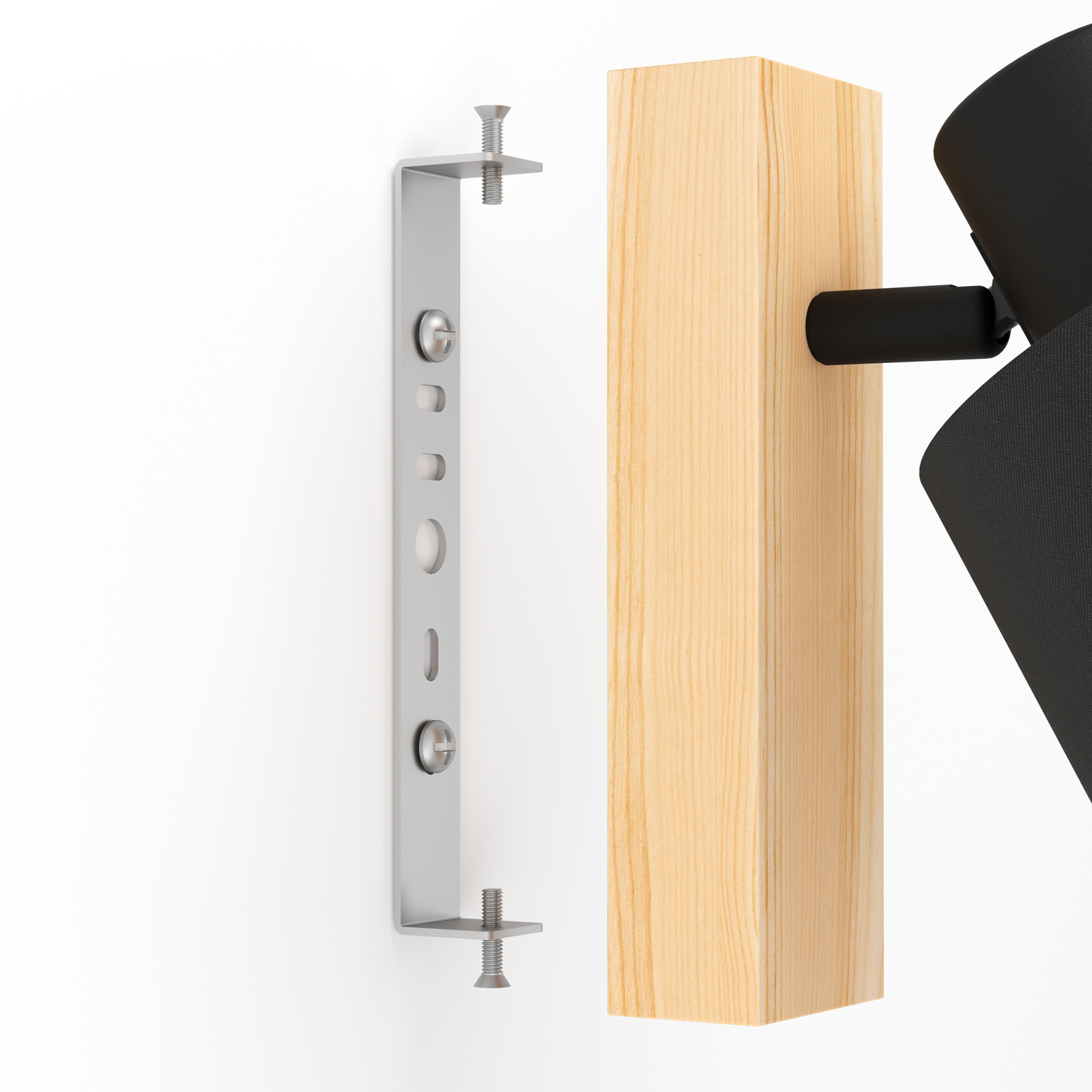 Стенен прожектор Batallas, ширина 10 cm, черно/дърво, плат