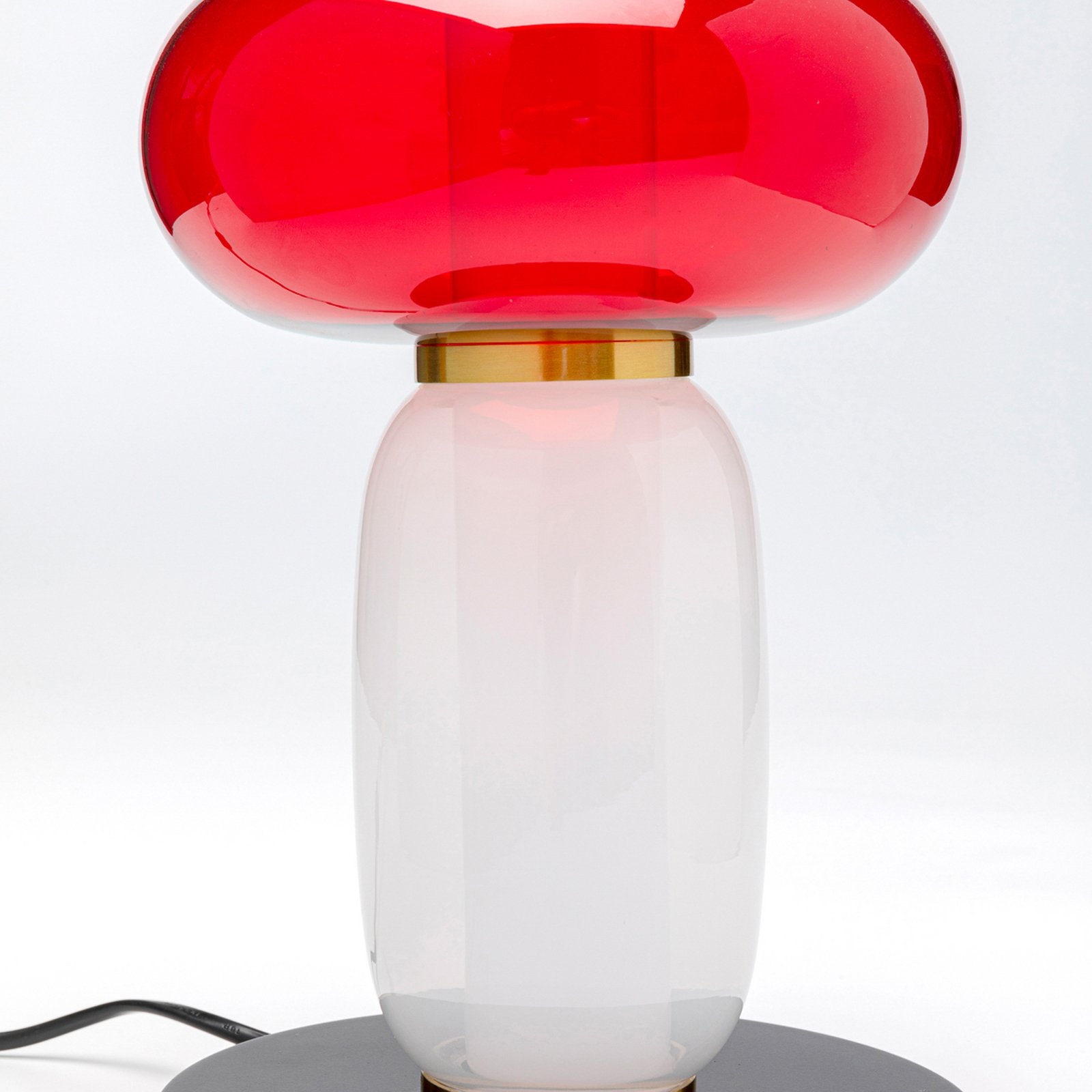 Kare galda lampa Sugar, balta/sarkana, stikls, 43 cm augsta, G9