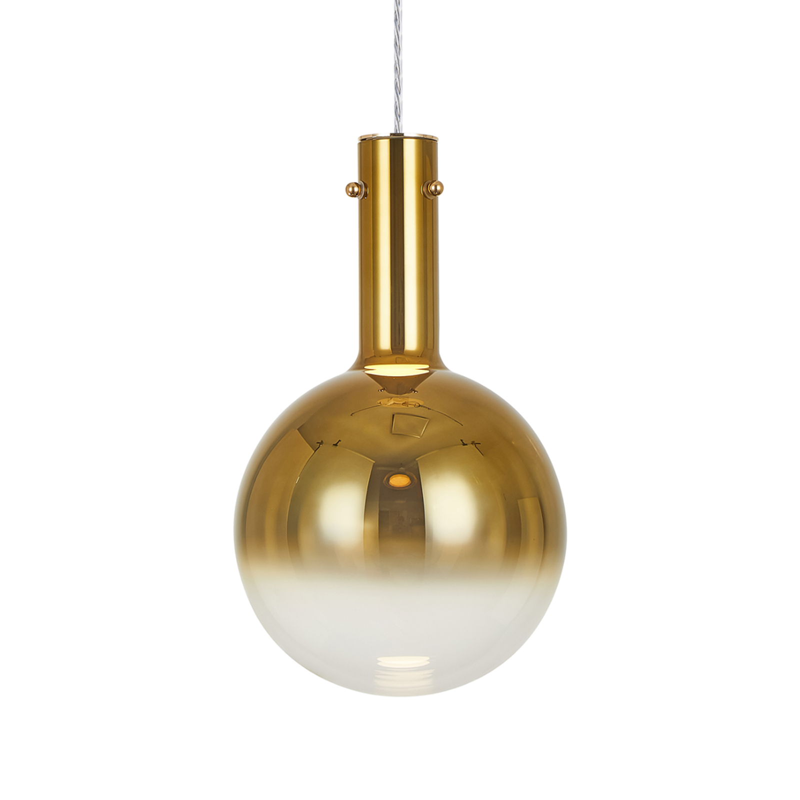 Висяща лампа Toronto, златисто-прозрачен стъклен глобус, Ø 25 cm
