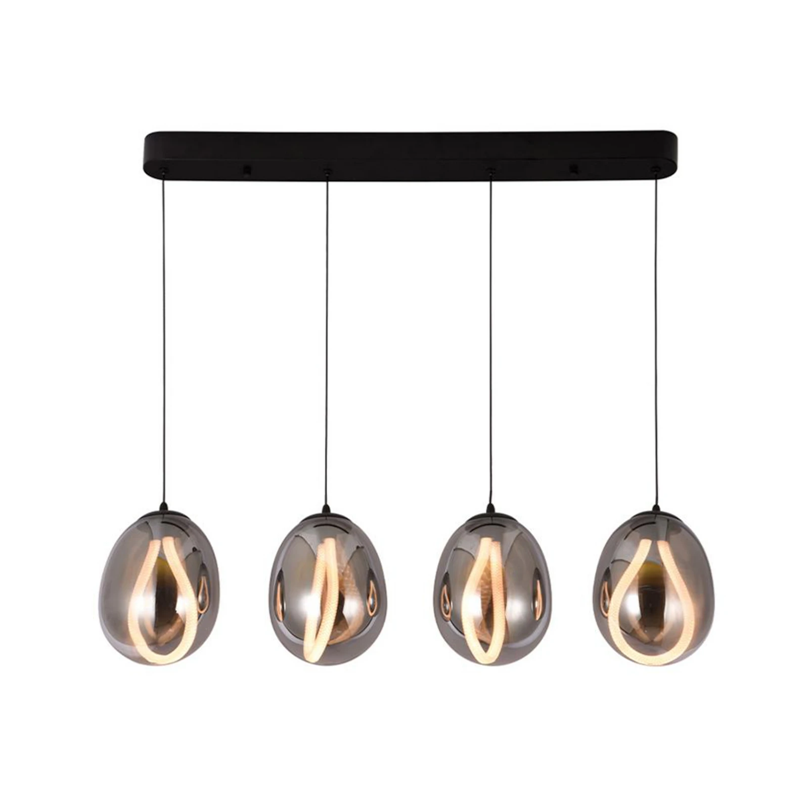 LED visilica Melanie, dužina 85 cm, dimno siva, staklo 4 žarulje.