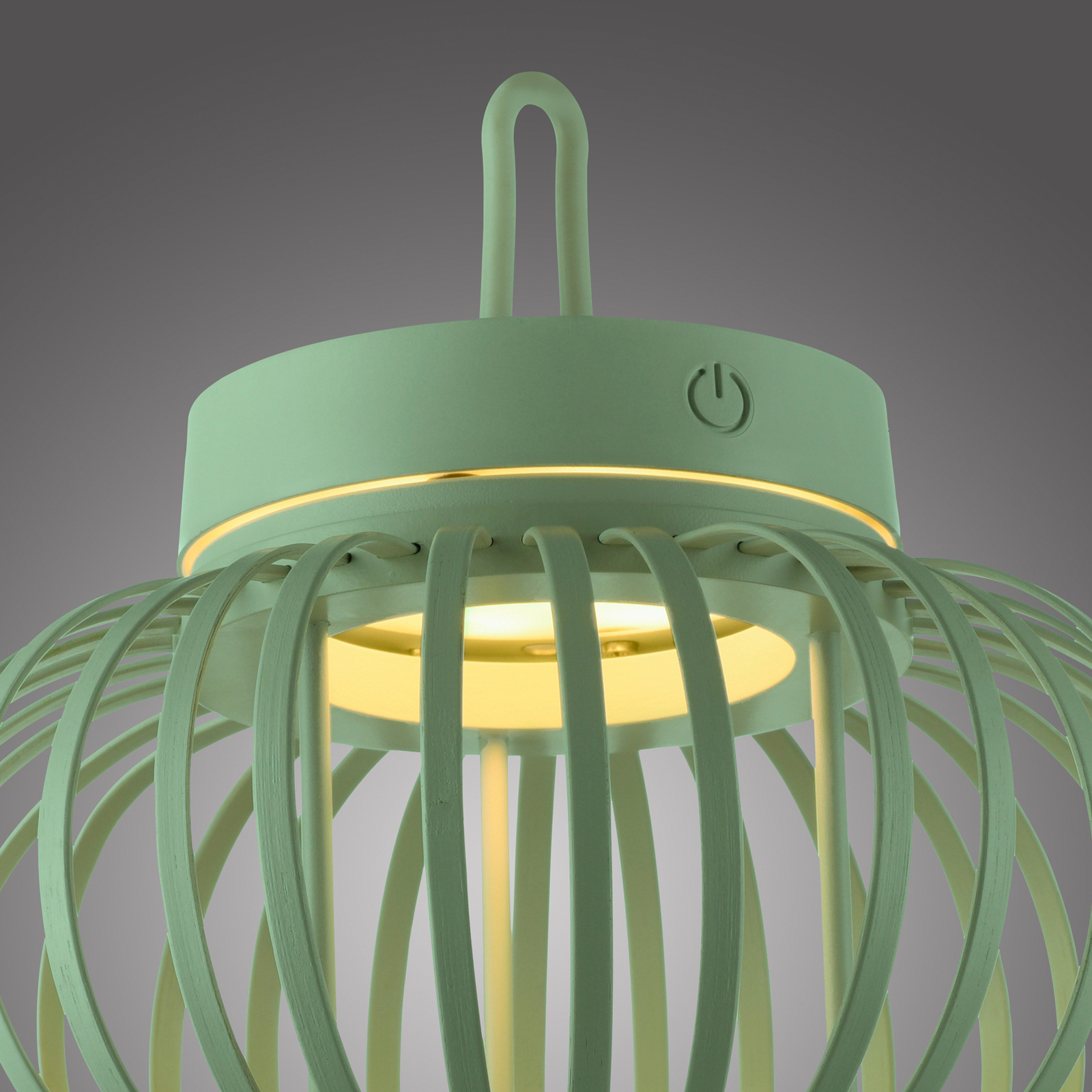 JUST LIGHT. Akuba lampa stołowa LED z akumulatorem, zielona, 22 cm, bambus