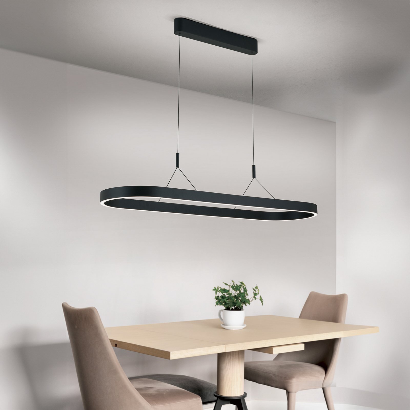 Carrara LED-hengelampe, svart, høydejusterbar, CCT