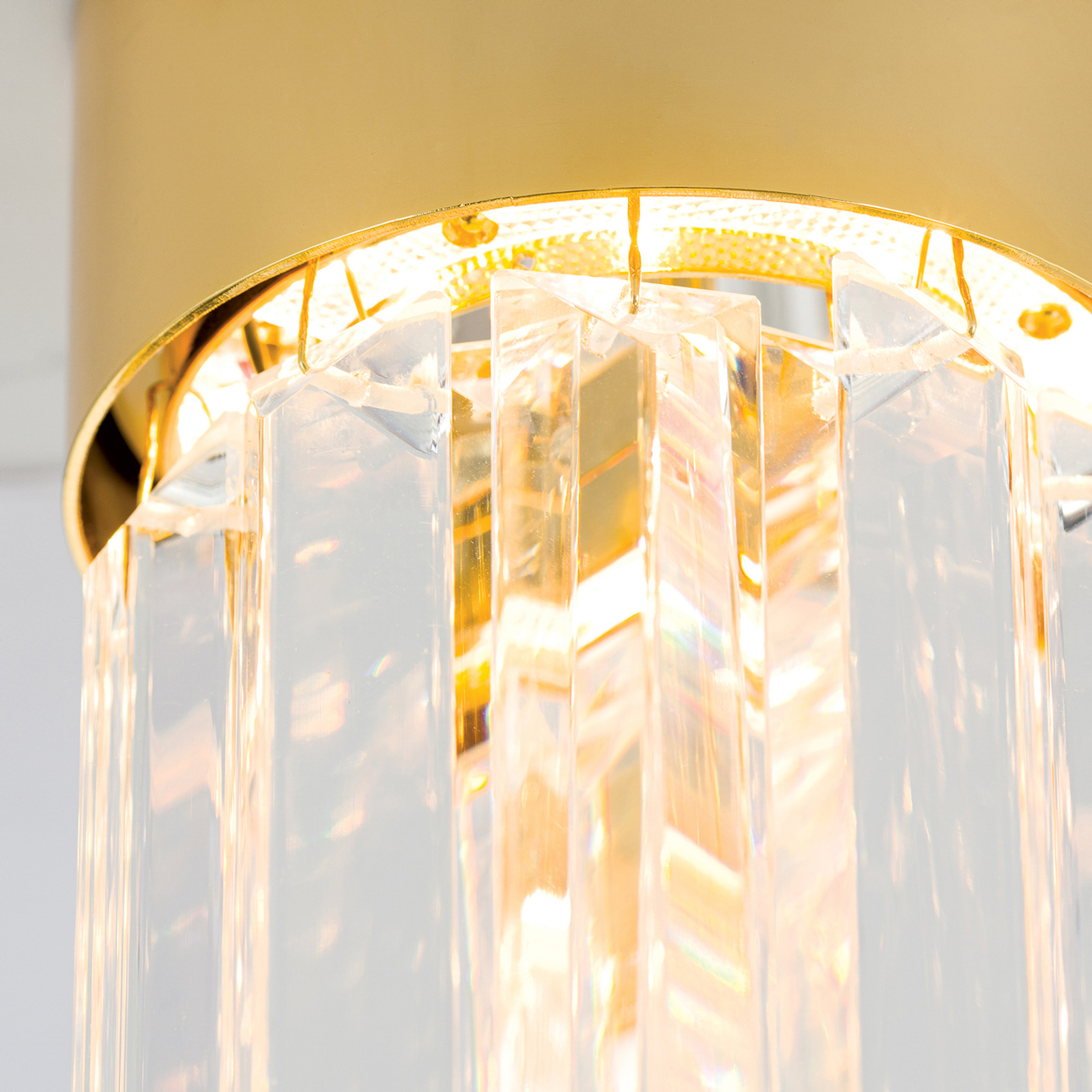Plafoniera LED Prism, cristallo, Ø10cm, oro