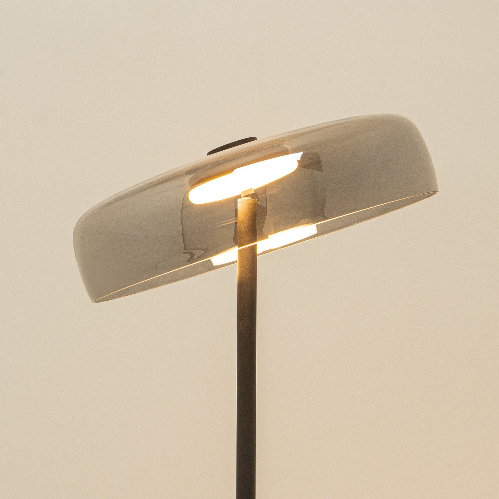 Lámpara de pie LED 23055, gris humo, cristal, altura 162 cm