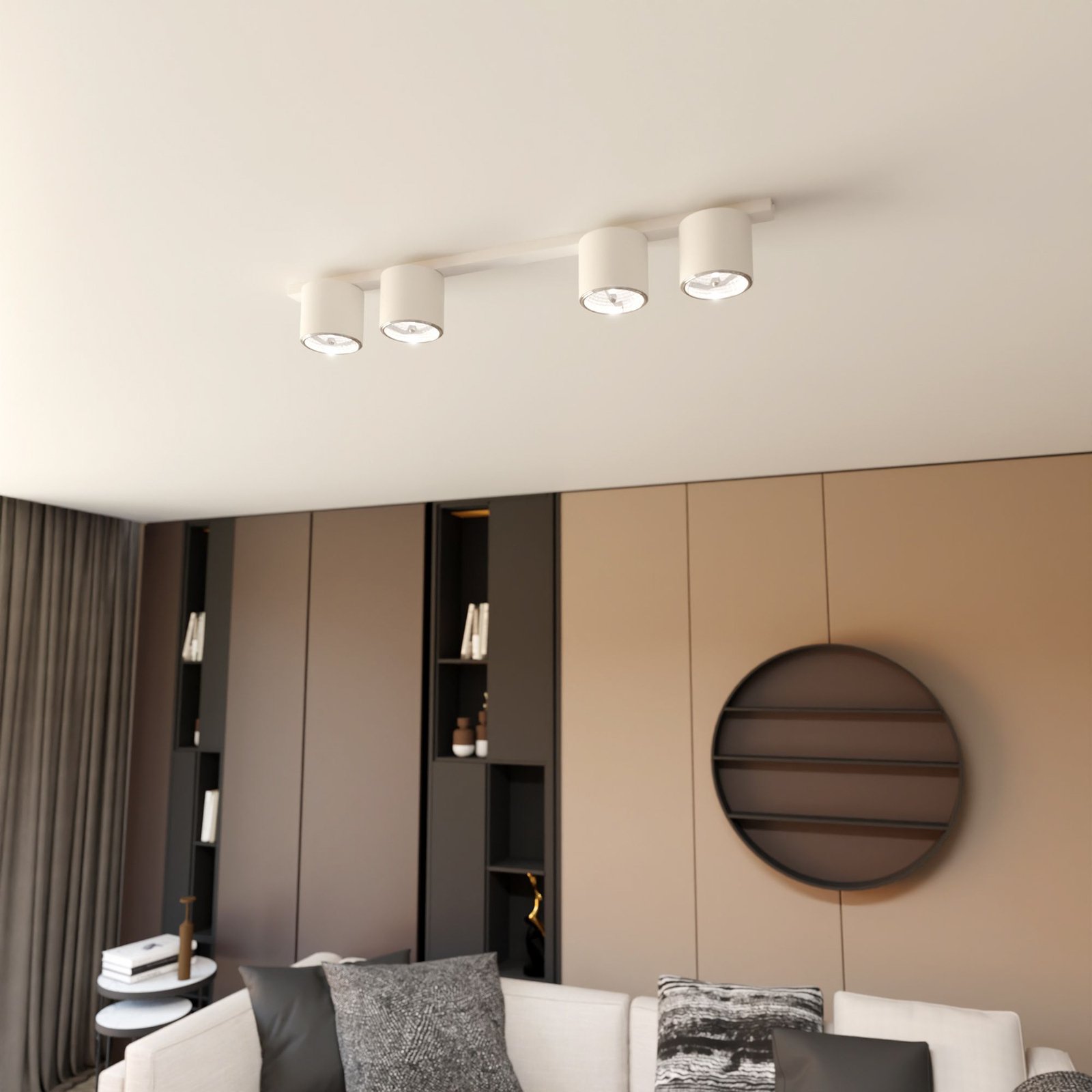 Nano ceiling light, white, 4-bulb, metal