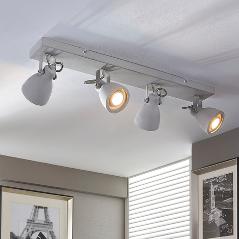 4-bulb LED concrete ceiling lamp Kadiga