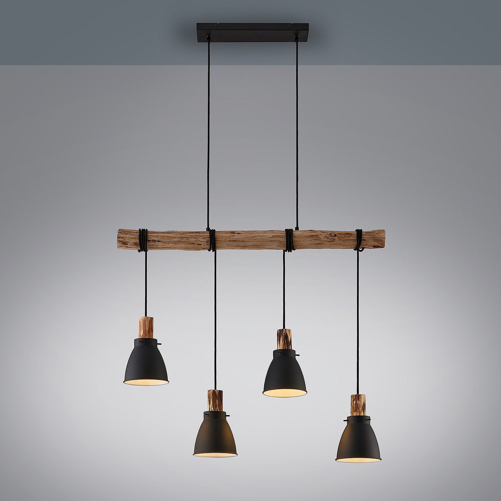 Trebale 4 Pendelleuchte Black-Wood - Lindby