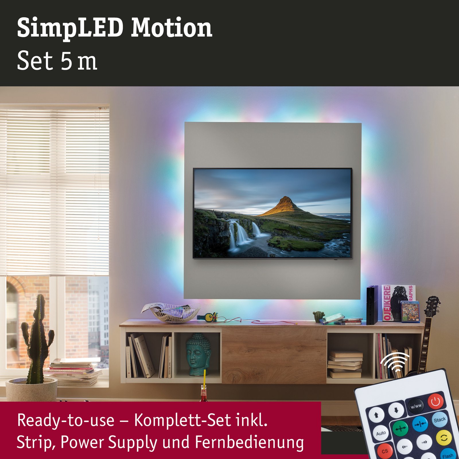 Sada LED pásov Paulmann SimpLED Motion, 5 m diaľkové ovládanie RGB