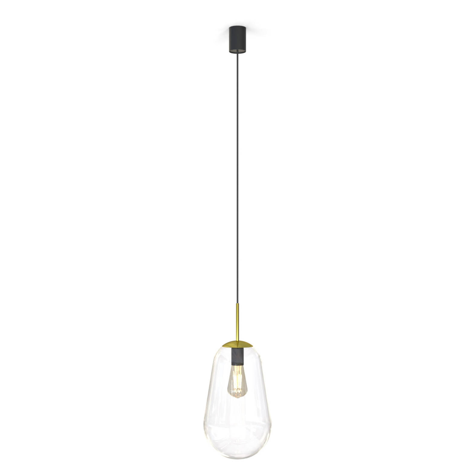 Hängelampe Pear aus Glas, messing/klar, Höhe 38cm