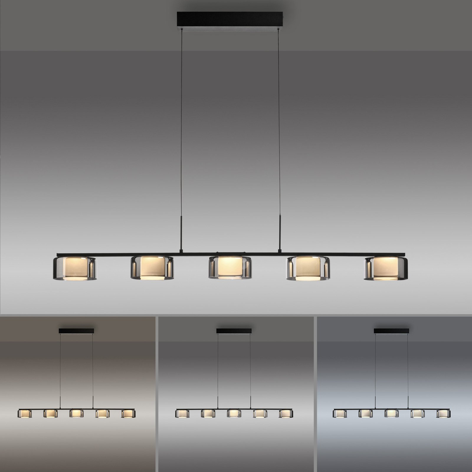 Paul Neuhaus LED hanglamp Rika, 119 cm, glas, dimbaar