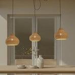 Lucande Außenhängelampe Taniola, 3-flg., beige, Rattan, IP44