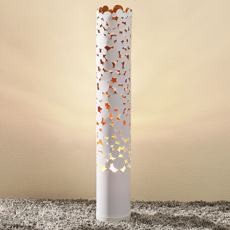 Lampadaire LED Coins effet flamme, blanc
