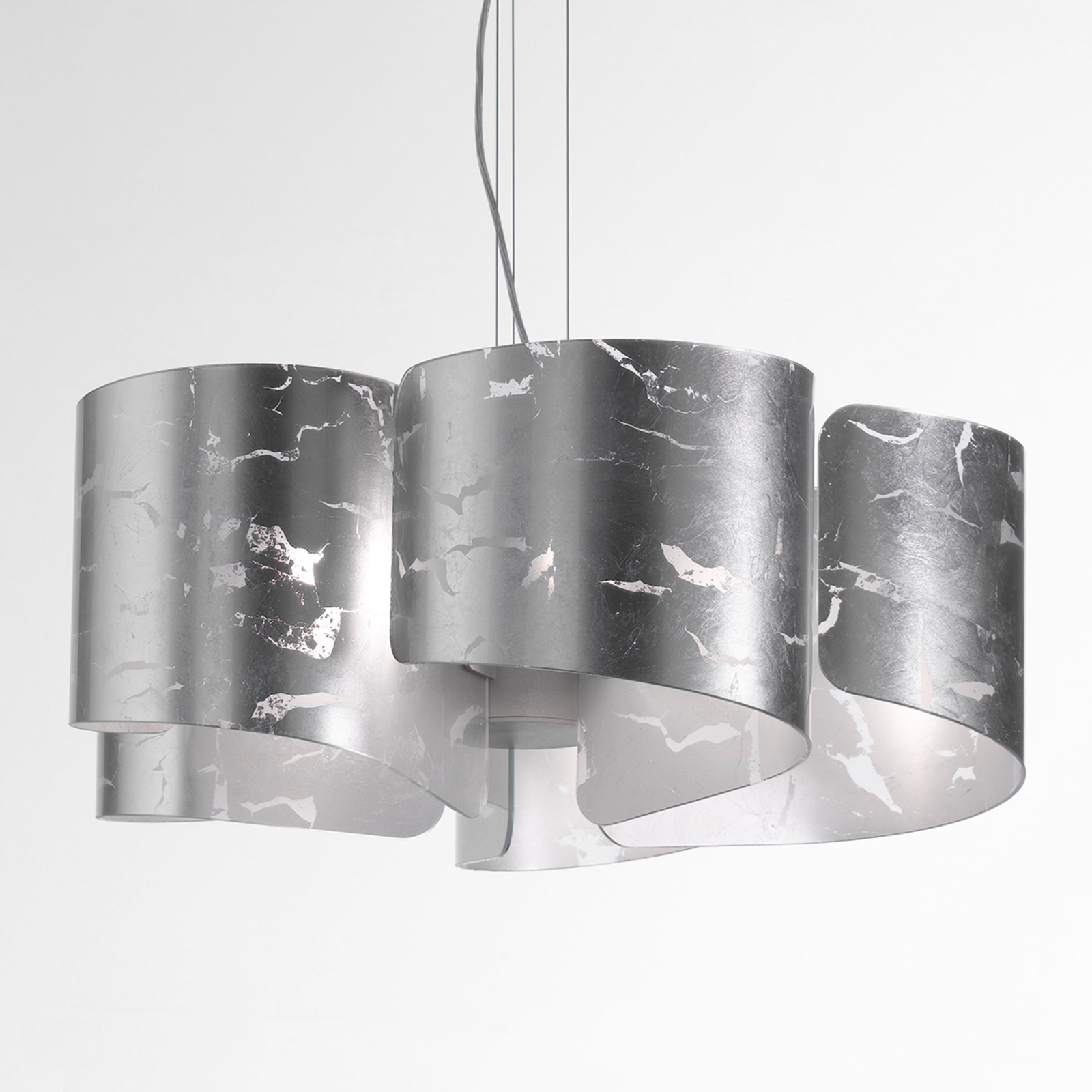 Lampa wisząca Papiro z klasą 5-pkt. srebrna