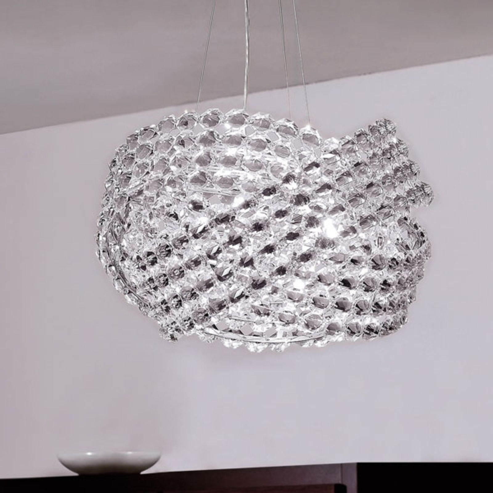 Krystall-pendellampe DIAMANTE Ø 40 cm