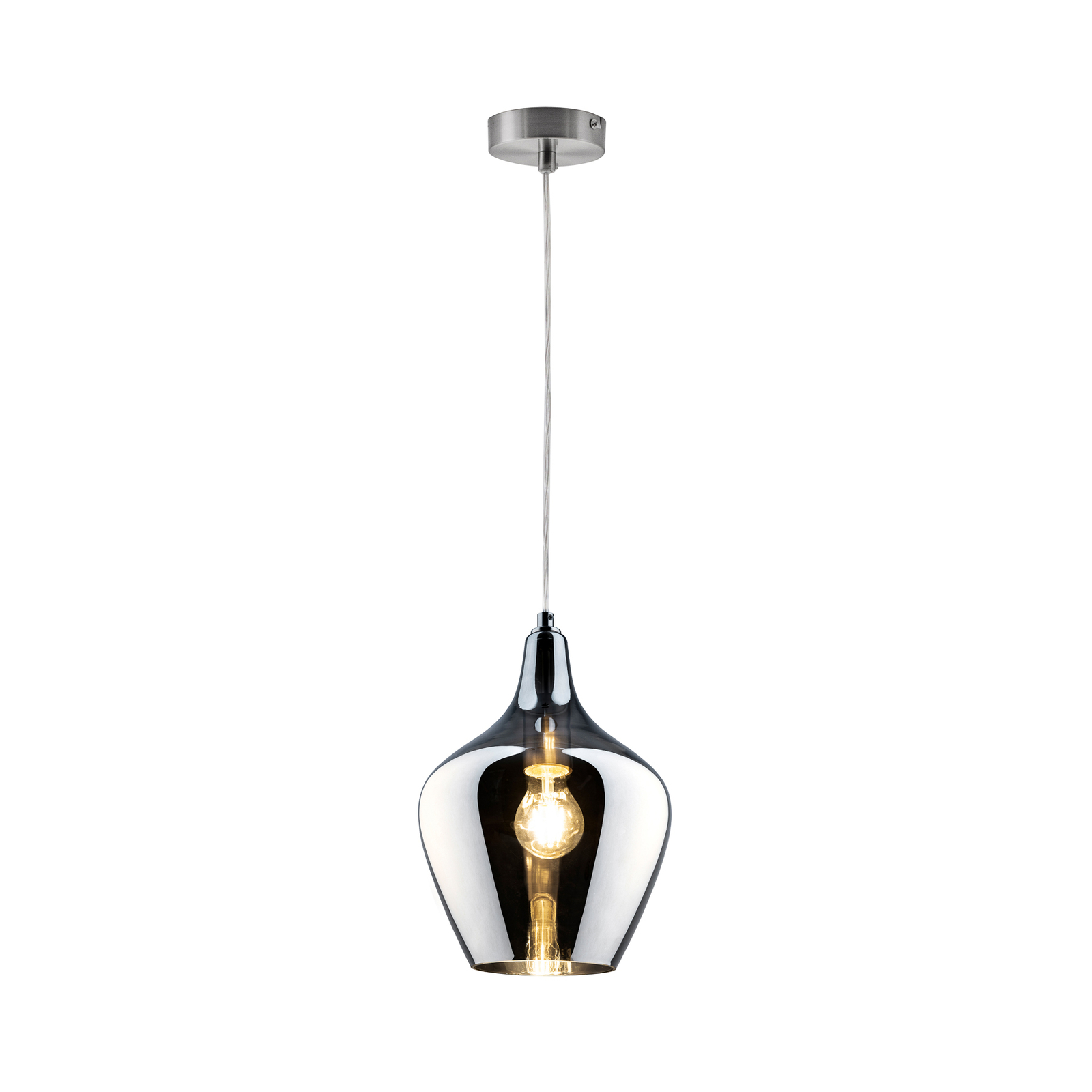 Paso hanging light, glass, 1-bulb, smoky grey