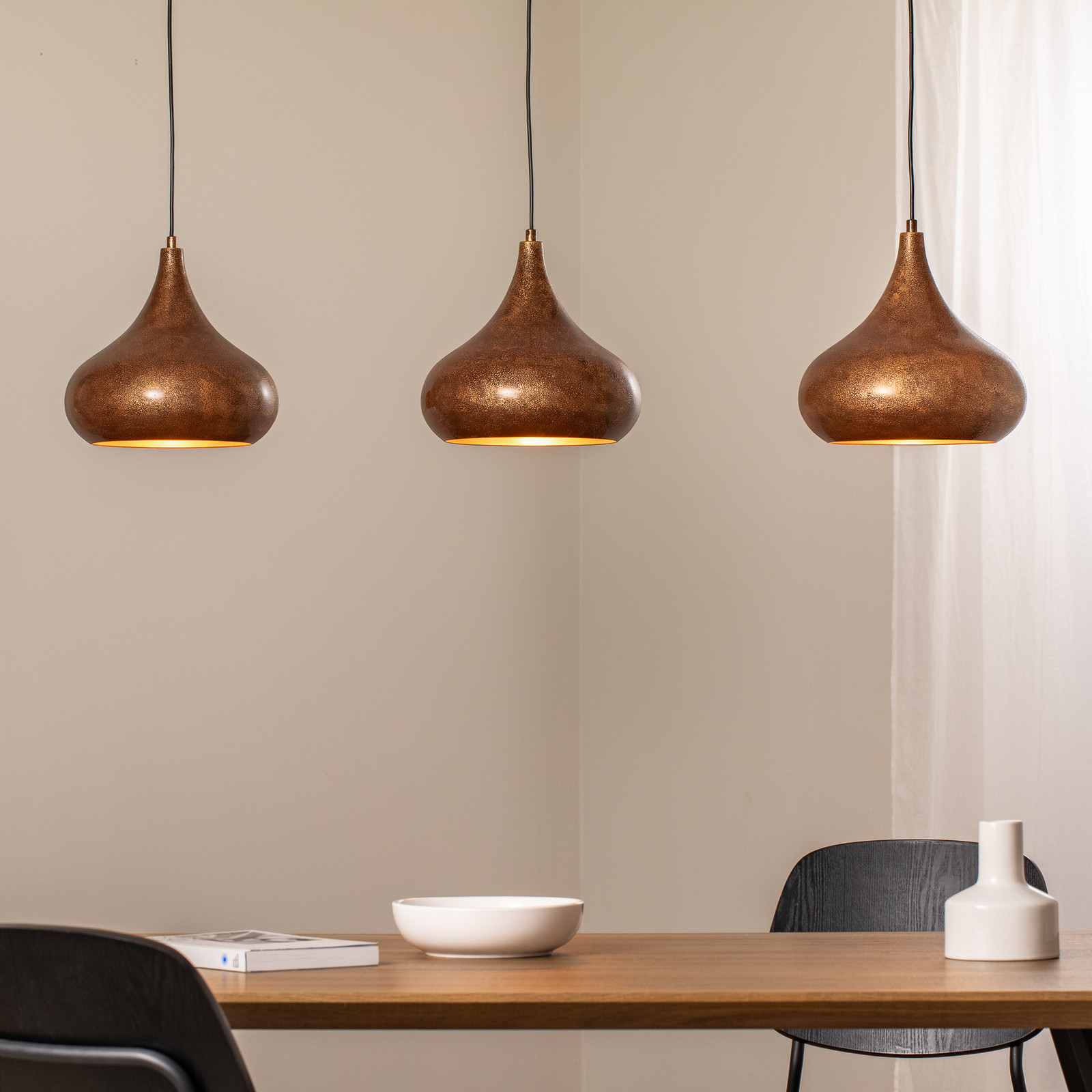 Opviq Lampă suspendată Muba alamă veche lungime 120 cm metal - Camera de zi / sufragerie - alamă veche negru