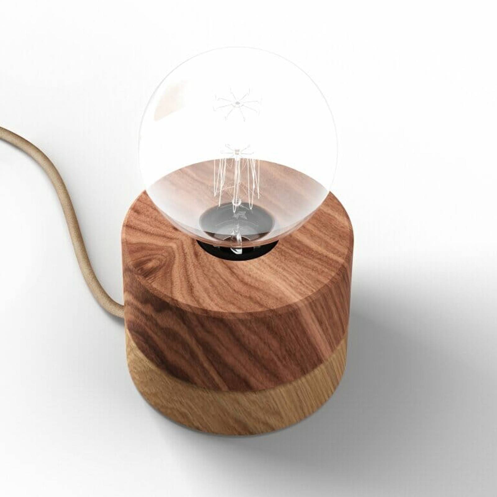 Almut von Wildheim ALMUT 0239 table lamp, vegan, walnut/oak, for Living / Dining Room, walnut wood, E27, 52 W, H: 8 cm