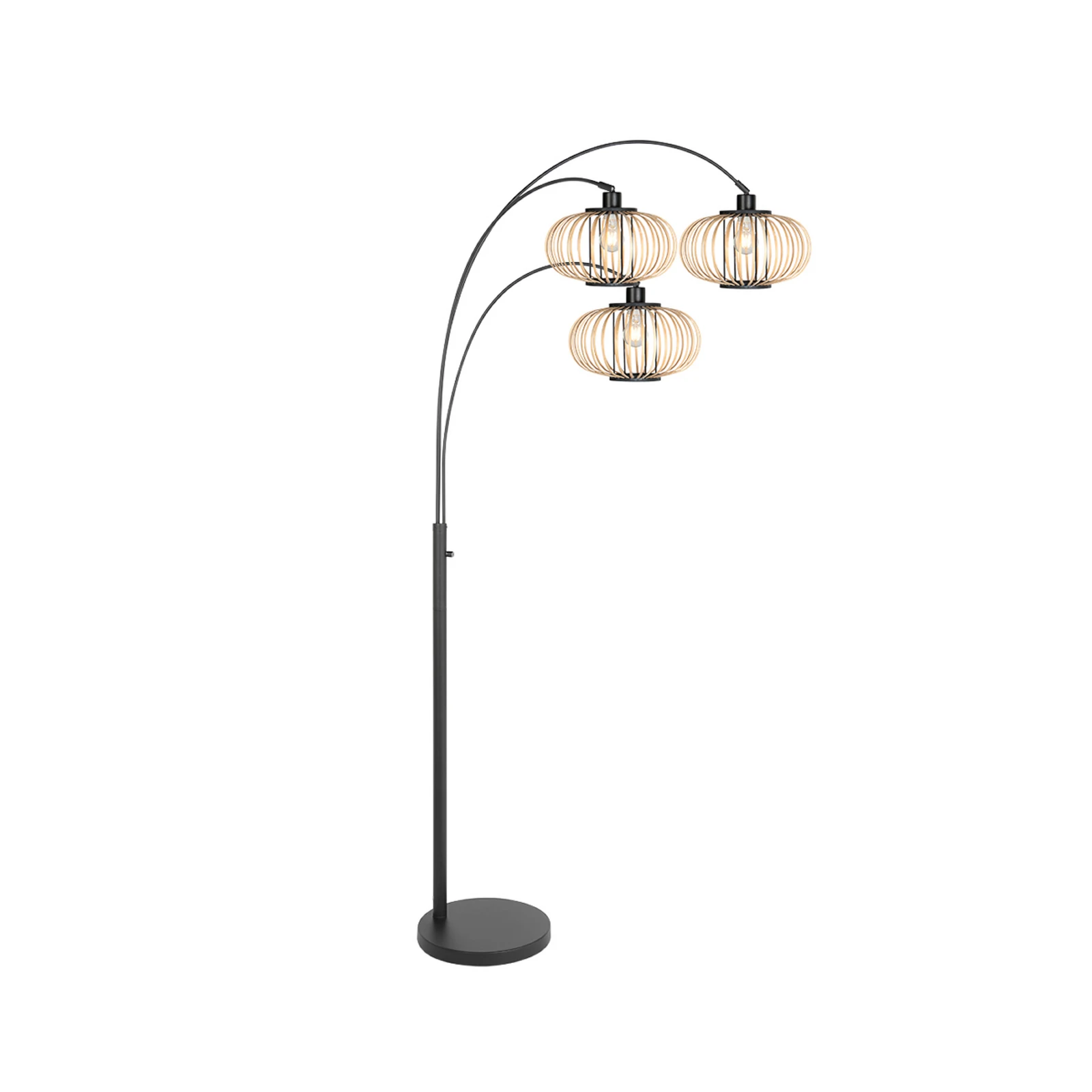 Stehlampe Nox Light 3-flammig, schwarz, Bambusstreben, E27