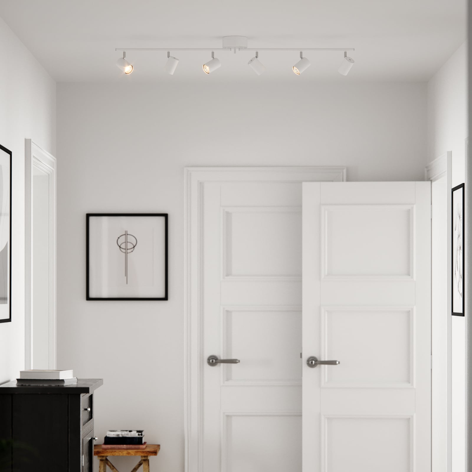 By Rydéns Correct ceiling spotlight, white, 6-bulb, metal, GU10