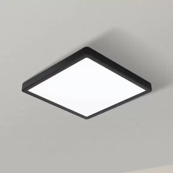 Lampenwelt LED-Deckenlampe Fueva 5, IP20 schwarz 21x21cm