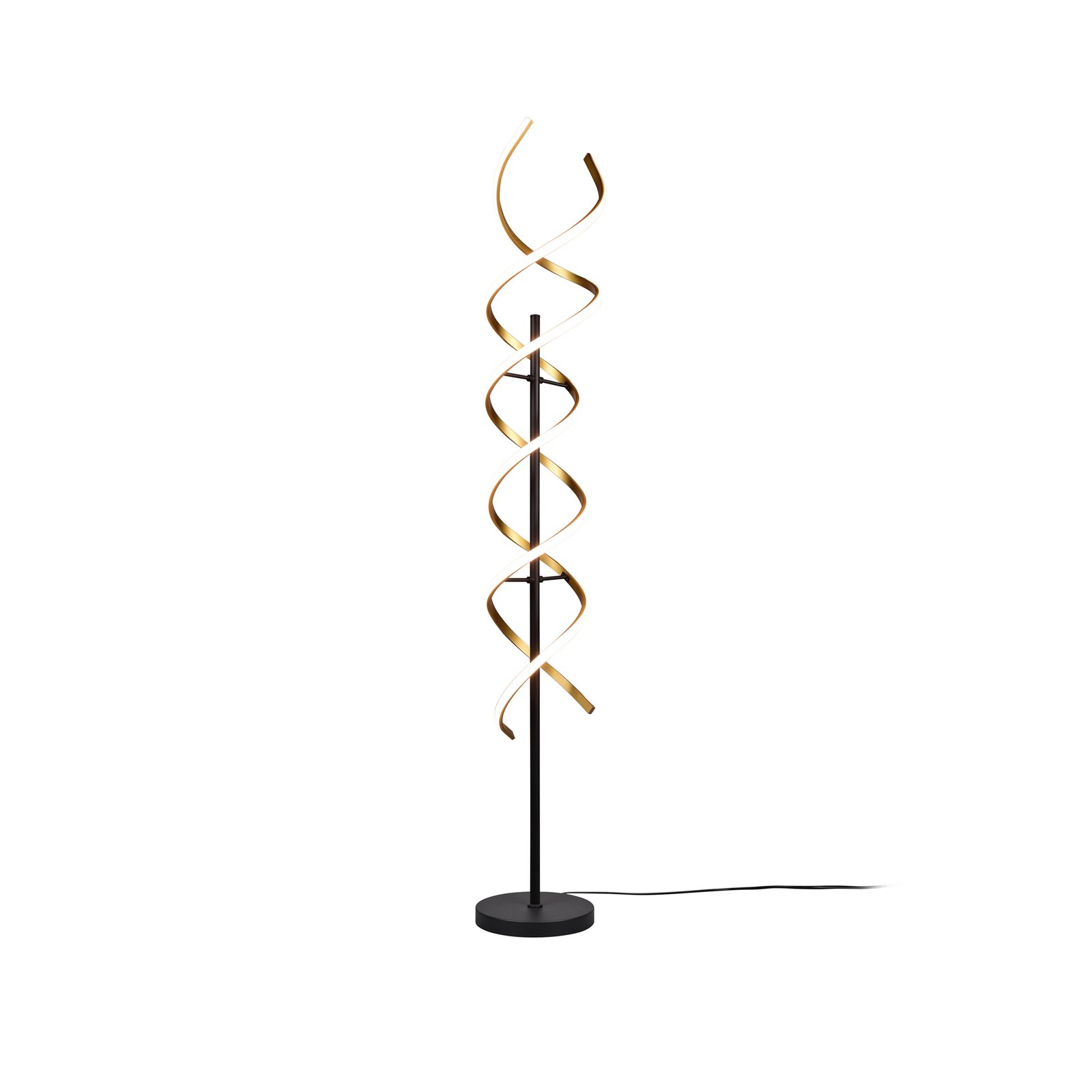 Sequence LED floor lamp, dimmable, CCT, brass