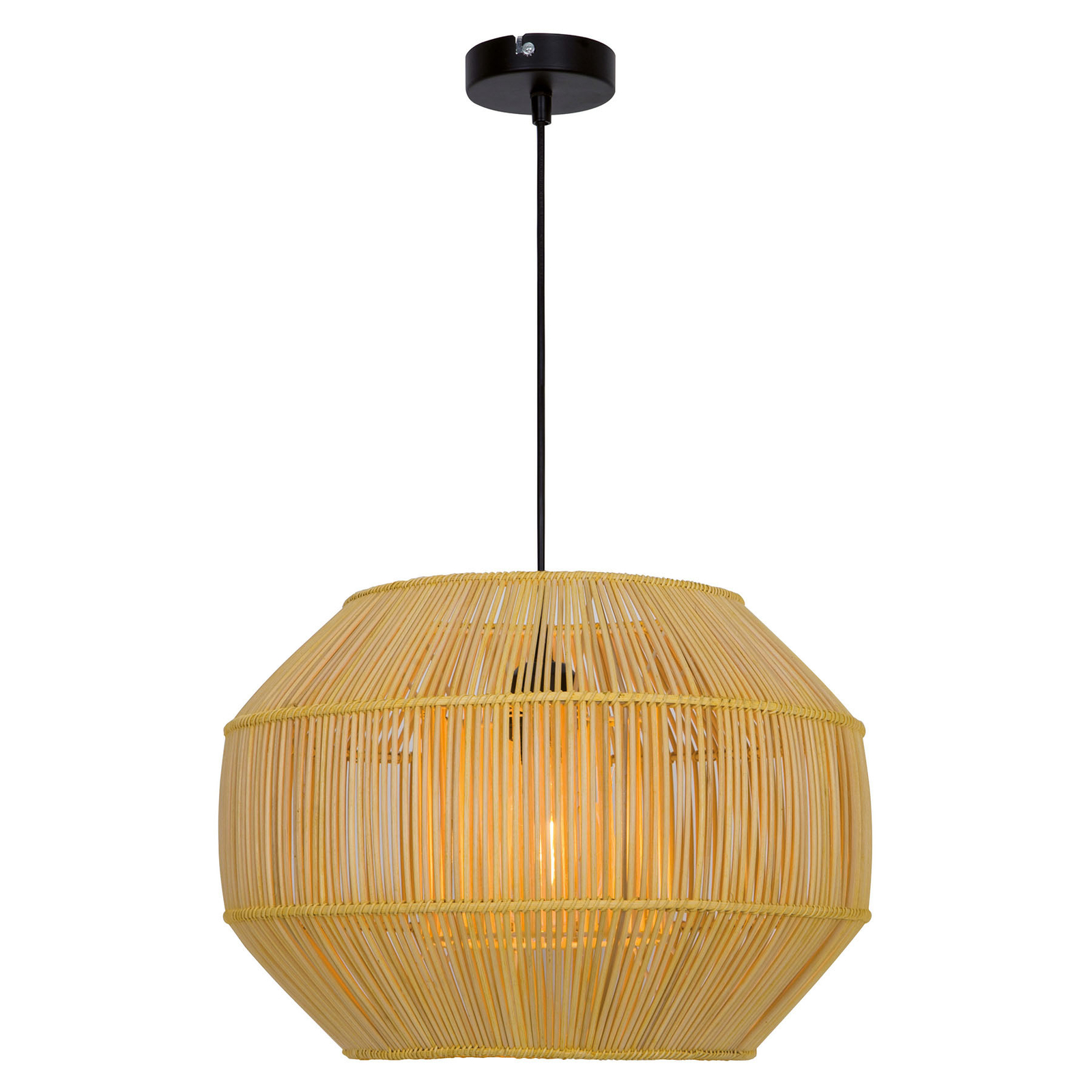 Anteo hanging light made of rattan, flat oval