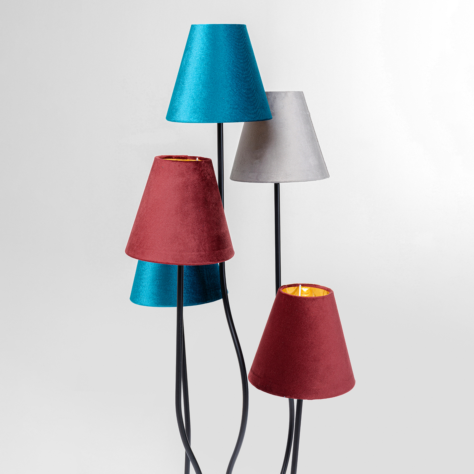 KARE FlexibleVelvet Stehlampe 5fl schwarz/blau/rot