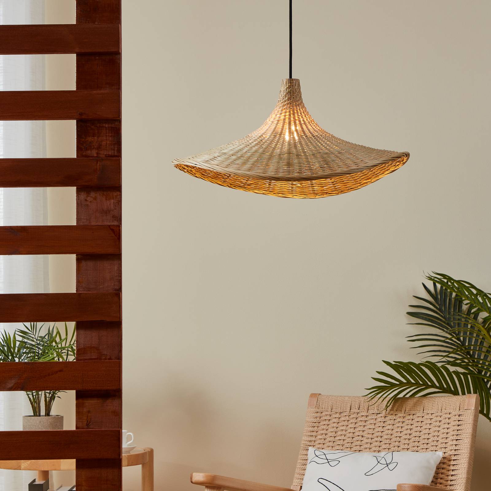 Hängeleuchte Haxey mit Bambusschirm, Ø 50 cm günstig online kaufen