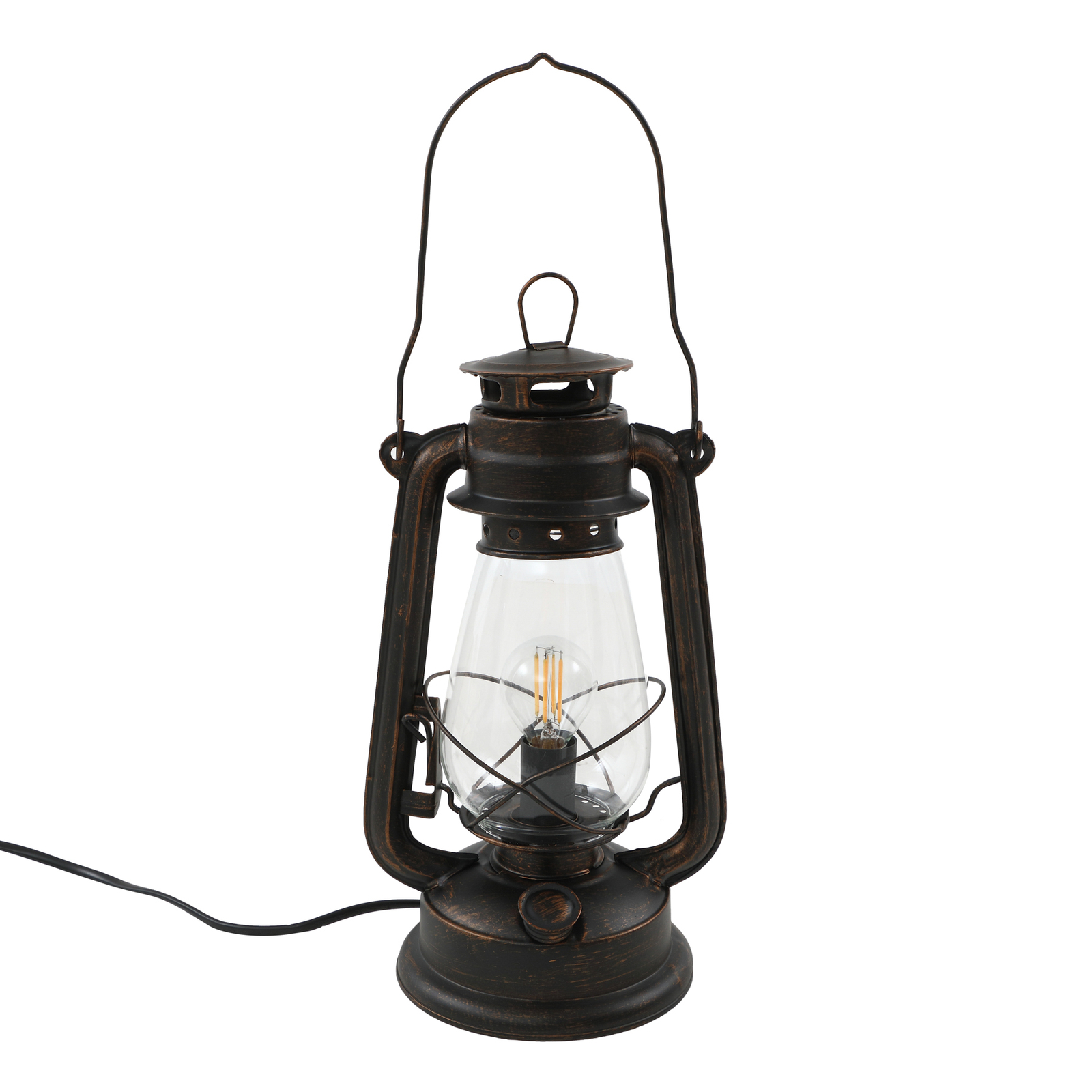 Настолна лампа Lindby Raisa, фенер, ръждив цвят