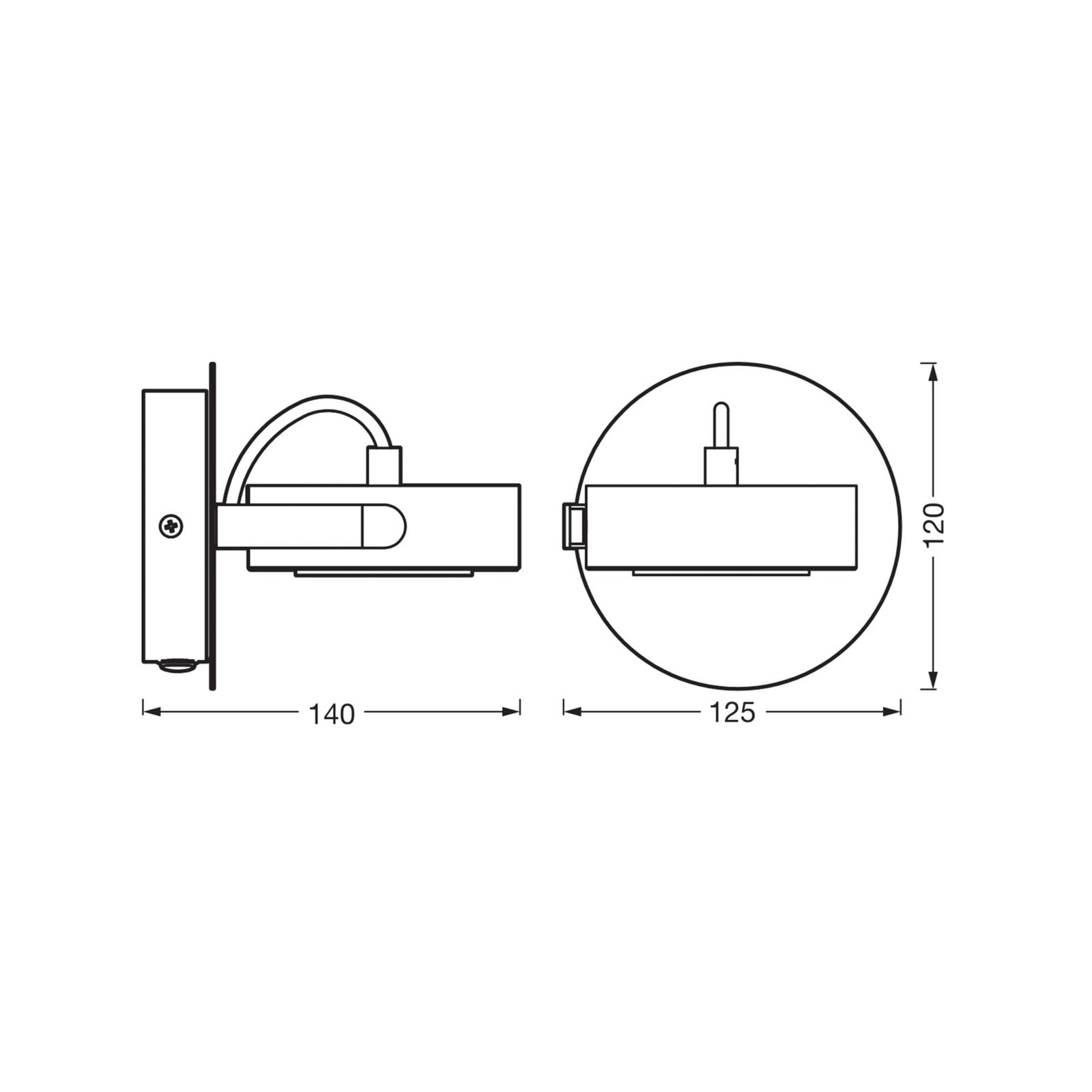 OSRAM LED-Wandstrahler VENUS, weiß, 1-flg., Metall 3.000 K