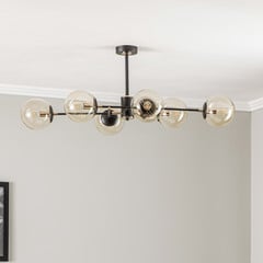 Plafón Tanos, 6 luces, negro/dorado