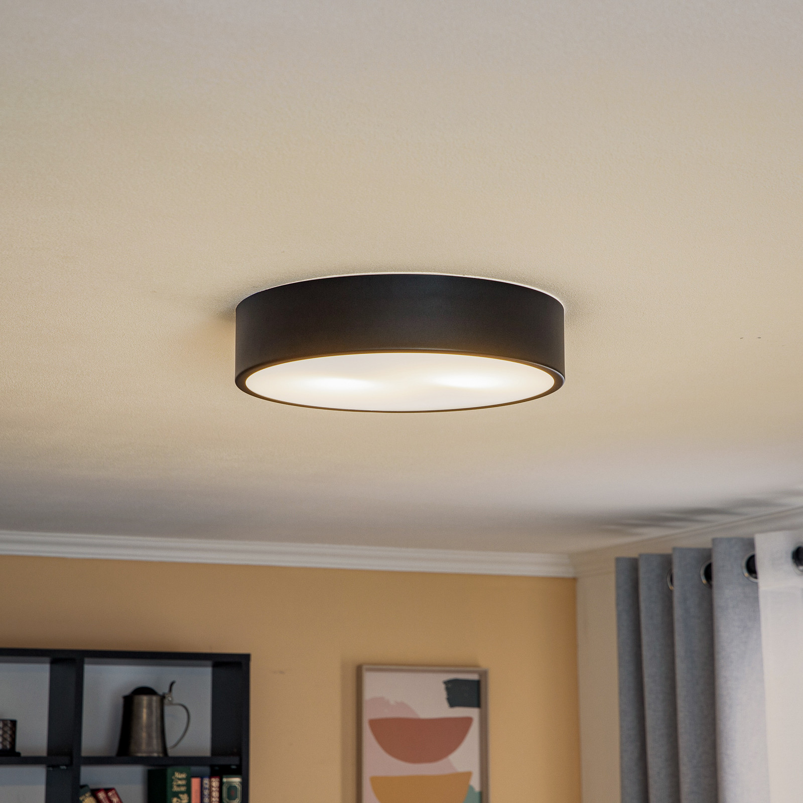 Lamkur Plachetă plafonieră Kimban din metal Ø 36 cm negru - Camera de zi / sufragerie - negru alb
