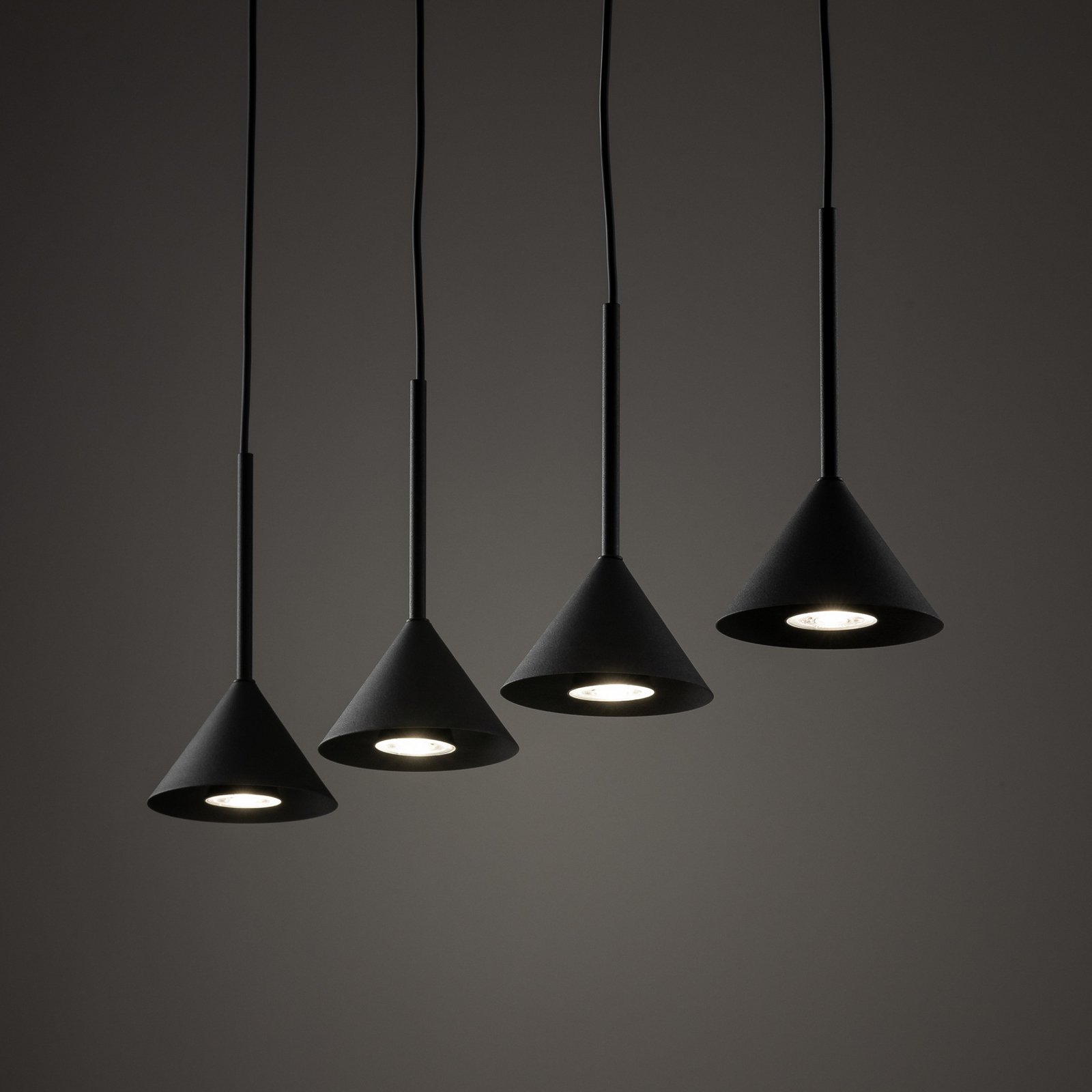 Cono Mini pendant light, 4-bulb, black, E27
