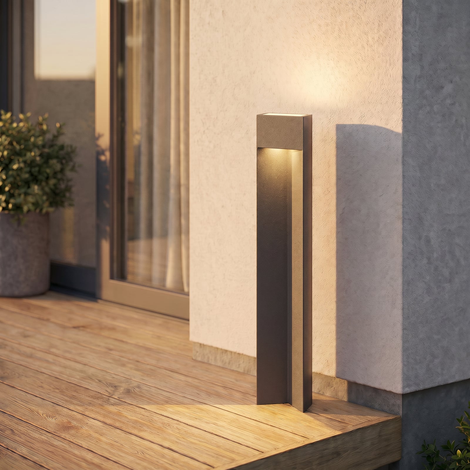 Bornes lumineuses LED Kaholo, aluminium, IP44, noire, 90 cm - Lucande Bornes lumineuses LED Kaholo, aluminium, IP44, noire, 90 cm - Lucande