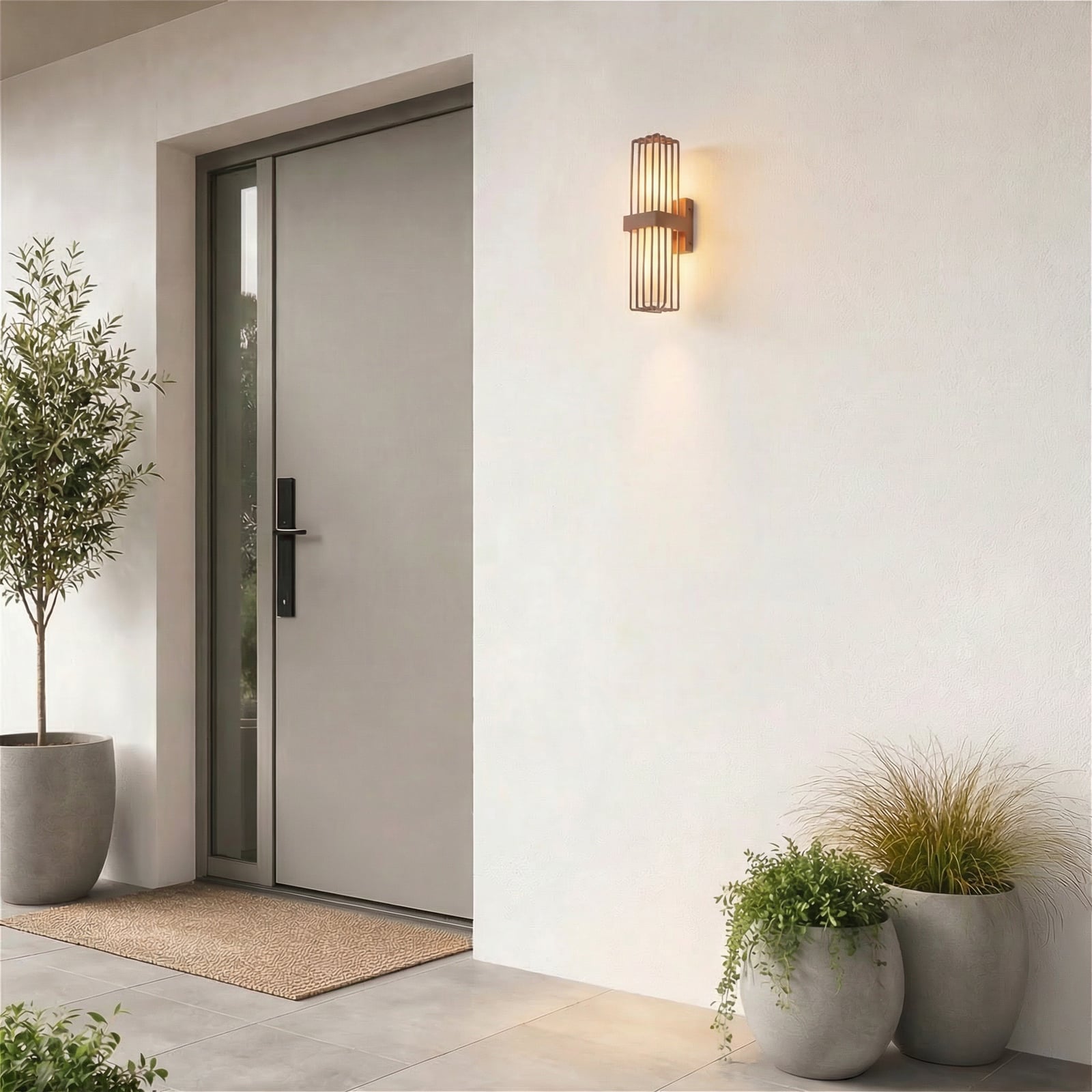 Lucande Chandan outdoor wall light, rust, 2-bulb, IP54, E27 Lucande Chandan outdoor wall light, rust, 2-bulb, IP54, E27