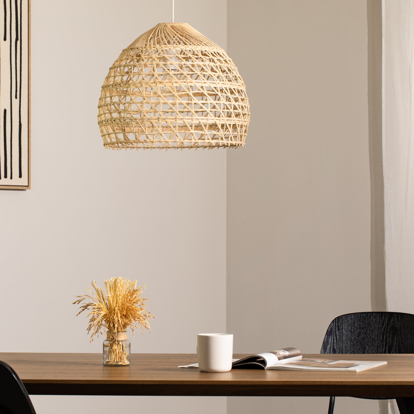 BOHO pendant light, Ø 43 cm, natural brown, rattan, E27