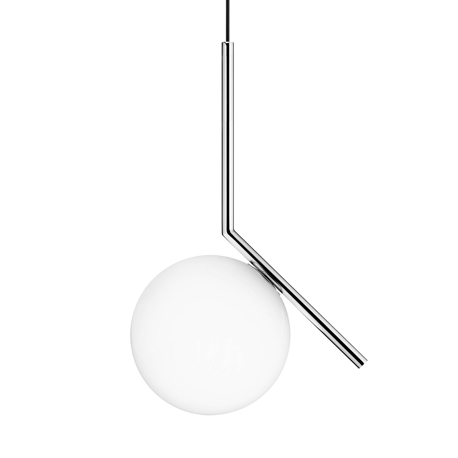 Flos FLOS IC S1 designer hanging light, chrome Ø 20 cm, for Living / Dining Room, steel, glass, E14, 60 W, energy efficiency: A++