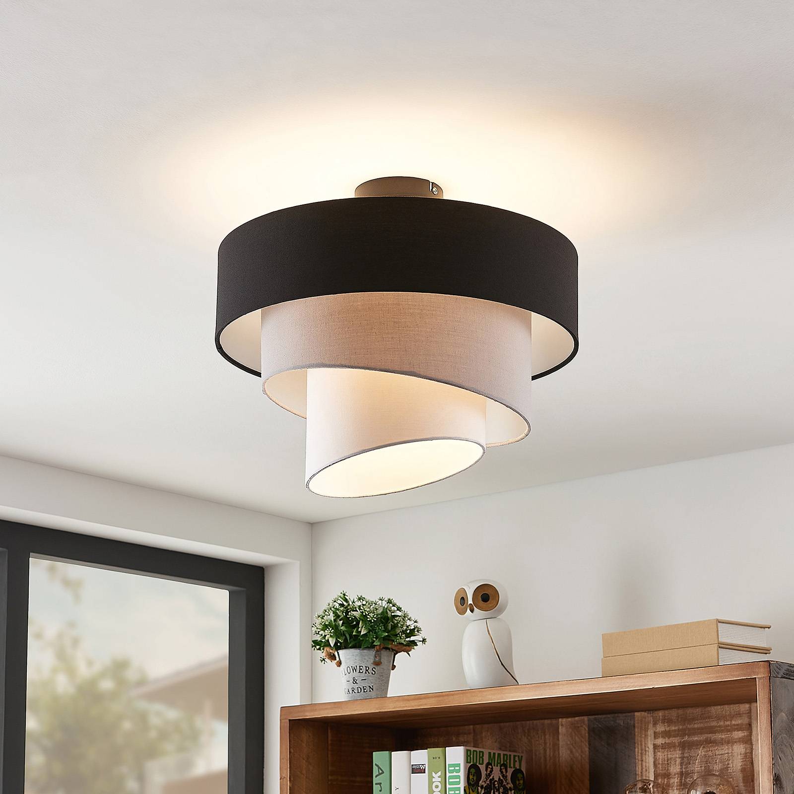Photos - Chandelier / Lamp Lindby Coria ceiling lamp, black and grey 