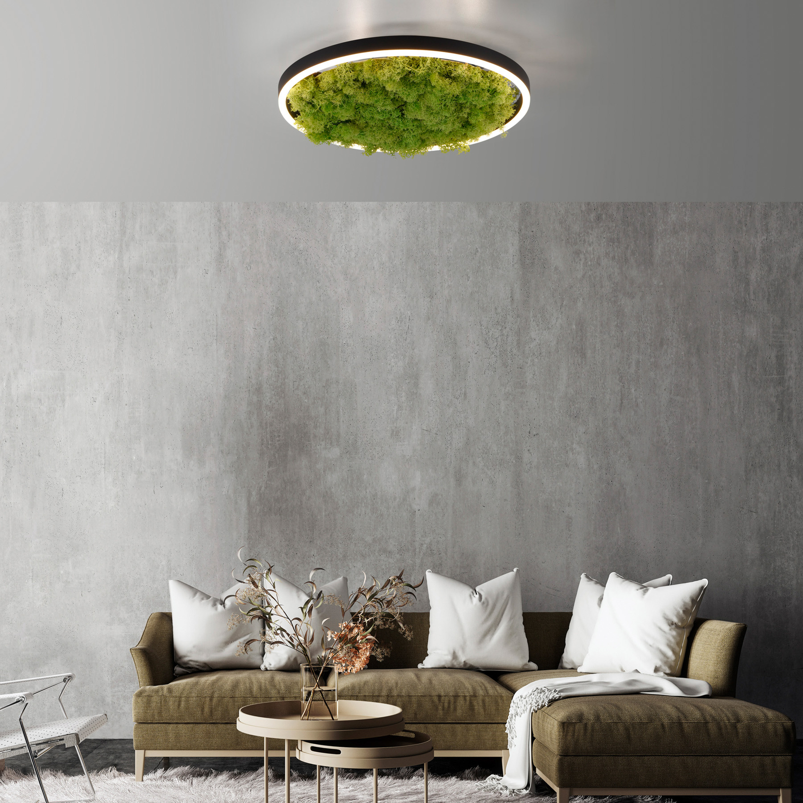 LED stropna svetilka Green Ritus, mah z možnostjo zatemnitve Ø39,3cm