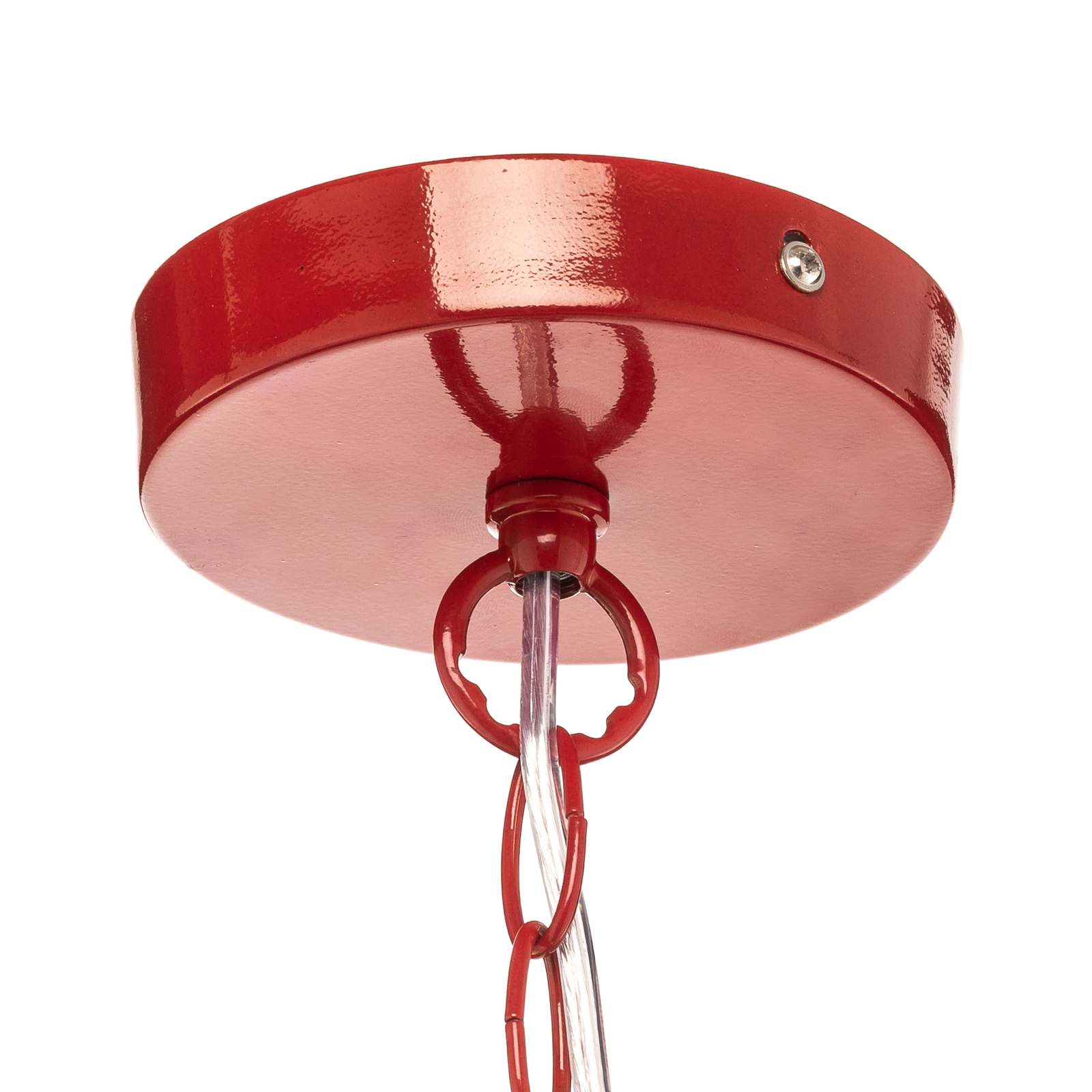 Metalowa lampa wisząca Grill z kratką, czerwona
