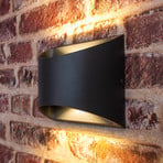 Aplique para exterior Dodd, negro, aluminio, semicircular
