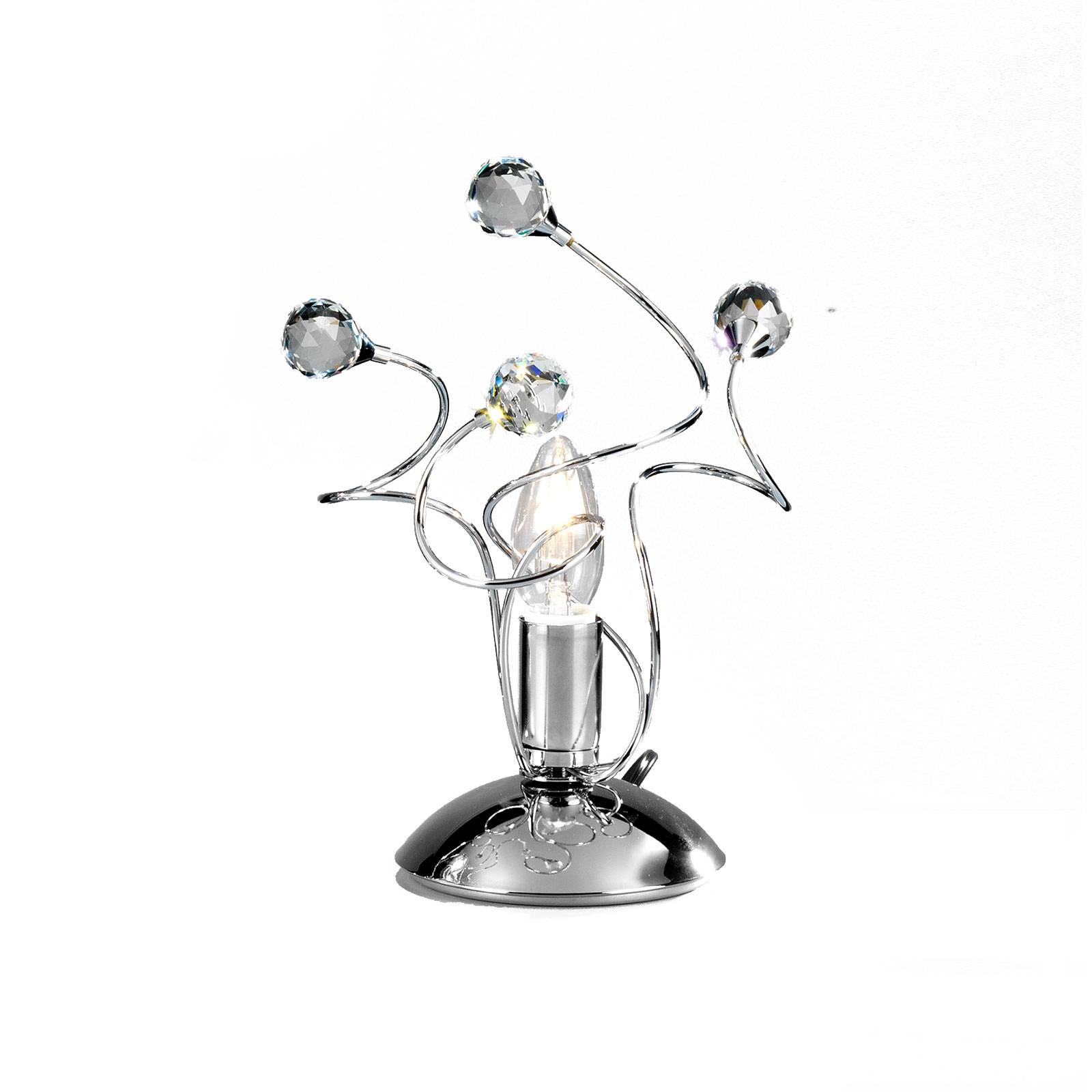 Euluna Trilly table lamp chrome and crystals height 27 cm, for Living / Dining Room, iron, K9 crystal glass, E14, 6 W, H: 27 cm