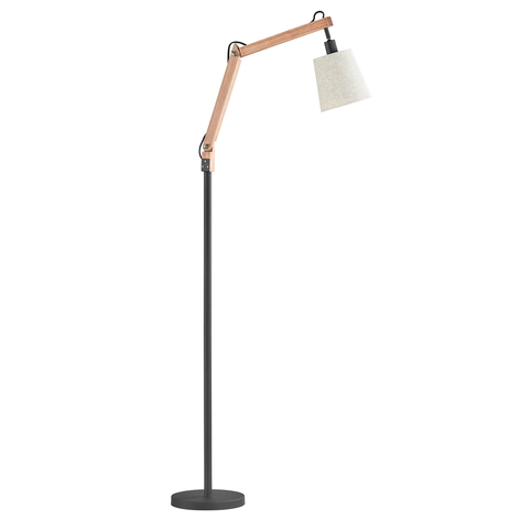 Gulvlampe Janko i tre brun med stoffskjerm