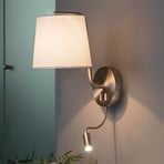 Berni textile wall light with LED reading lamp