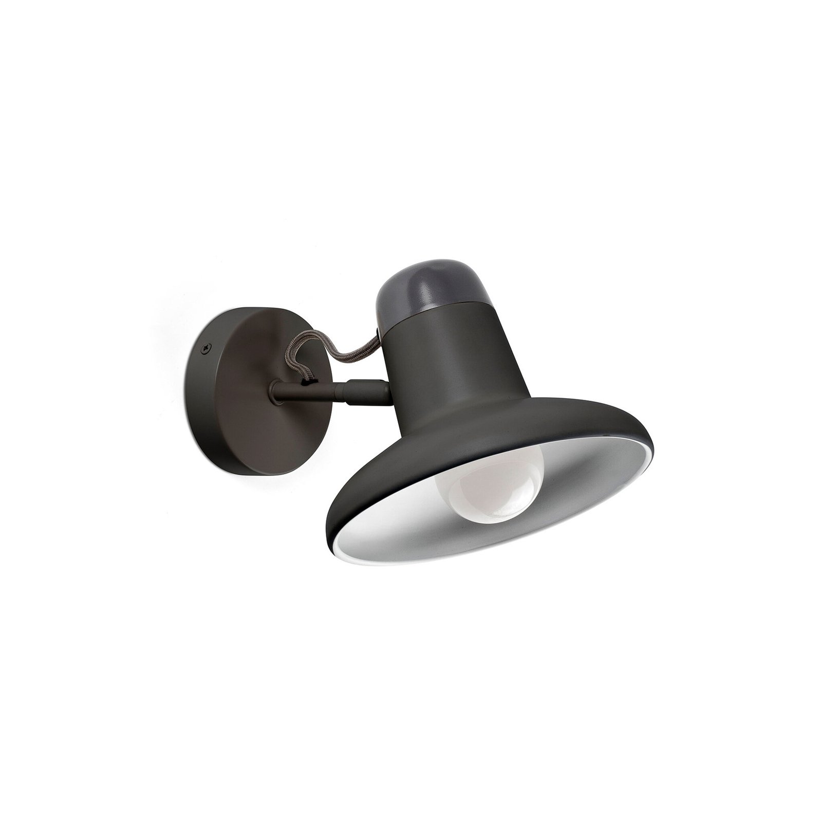 Wandlamp Snap, donkergrijs, staal, breedte 18,5 cm