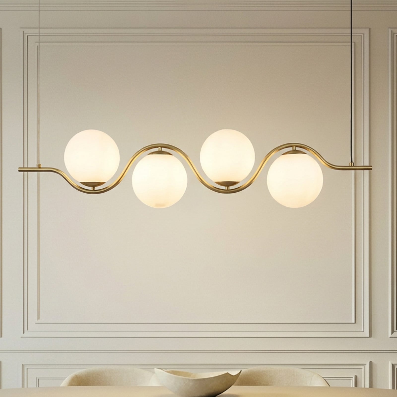Isandro 7 Taklampa Guld/Opal Lucande - Matsal - Design - Glas - Med flera ljusk&auml;llor