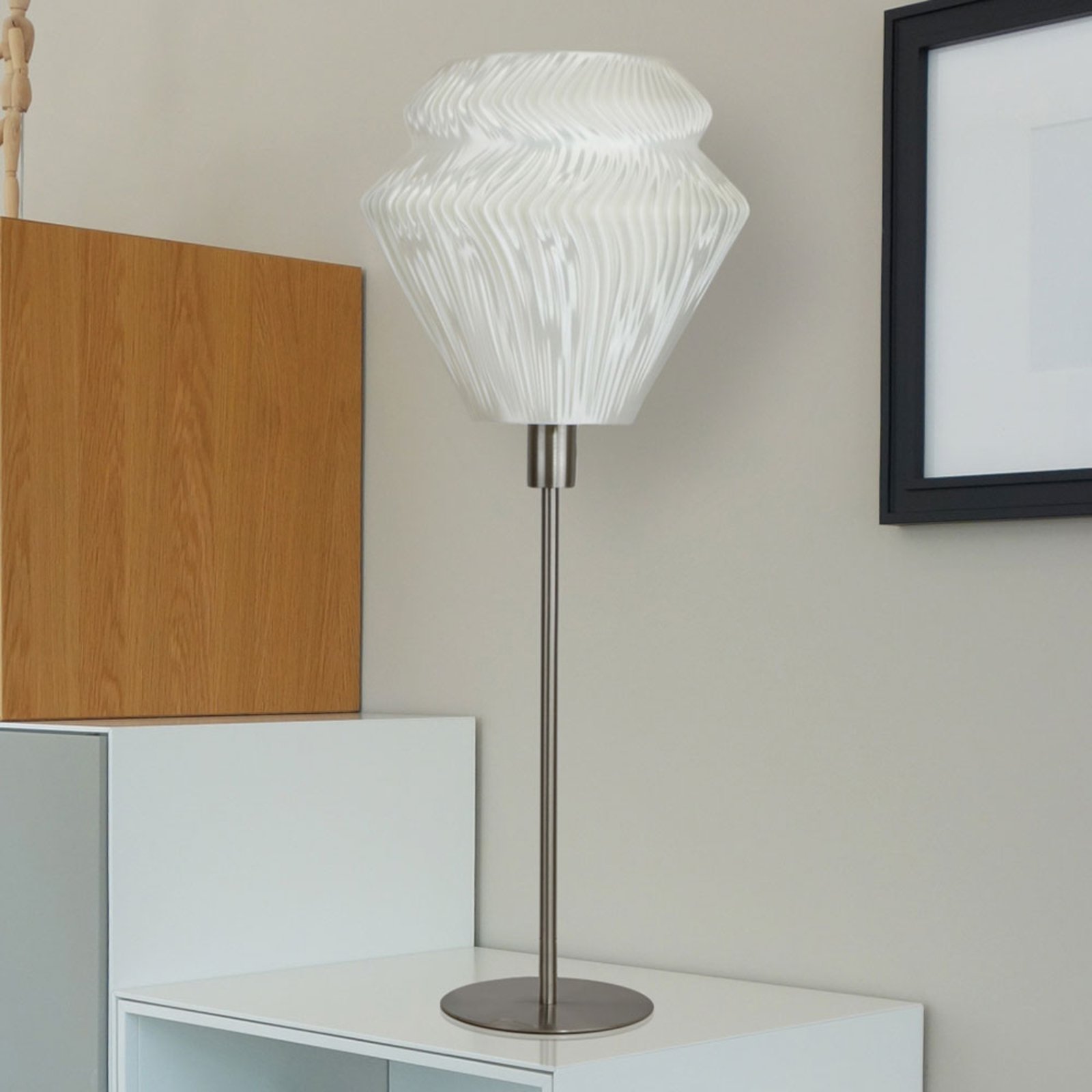 Stolná lampa Lamell z biomateriálu, Ø 25 cm