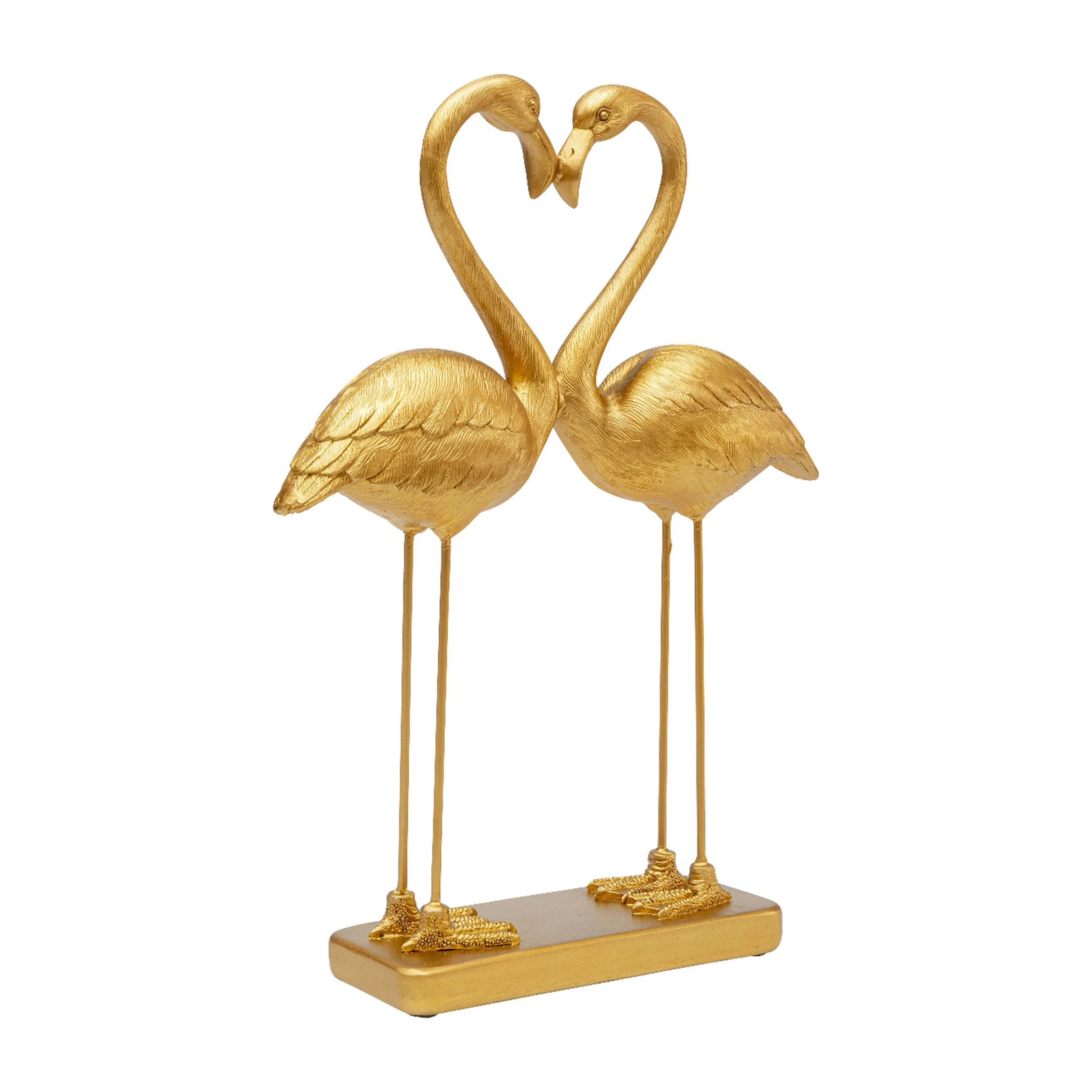KARE decorative figurine Flamingo Love, gold-coloured, height 39 cm