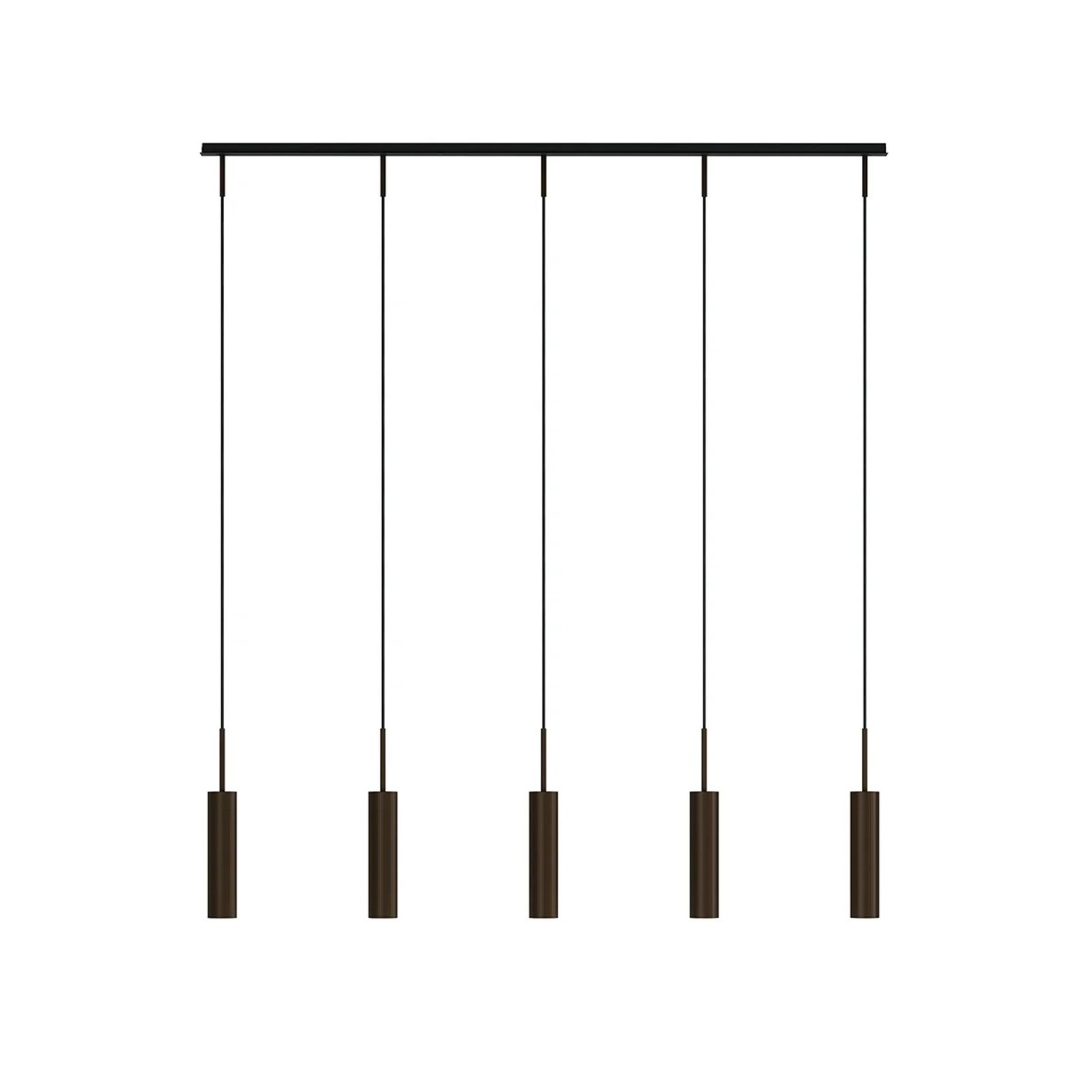 Audo hanglamp Tubulaire Rail, 5-lamps, bronskleurig, aluminium